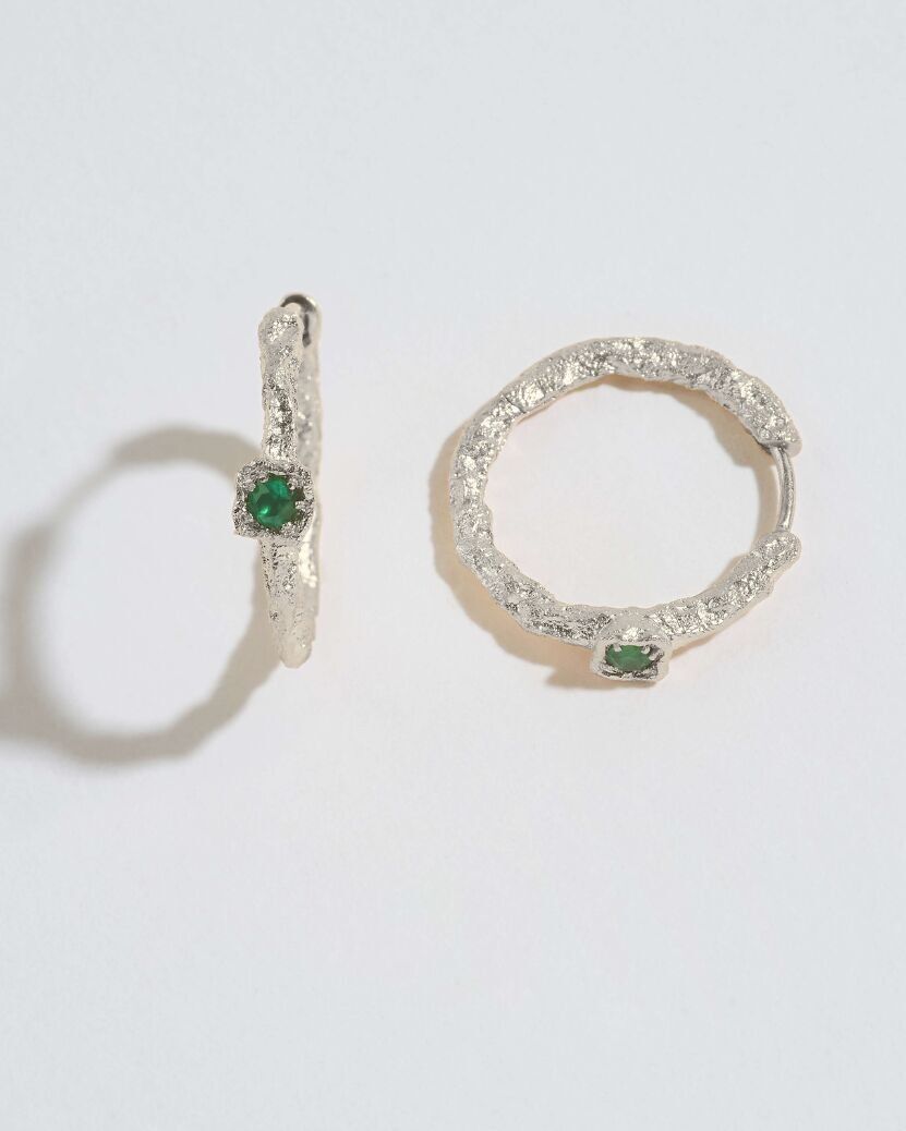 Cerchi medi in rametto di lichene calcedonio argento