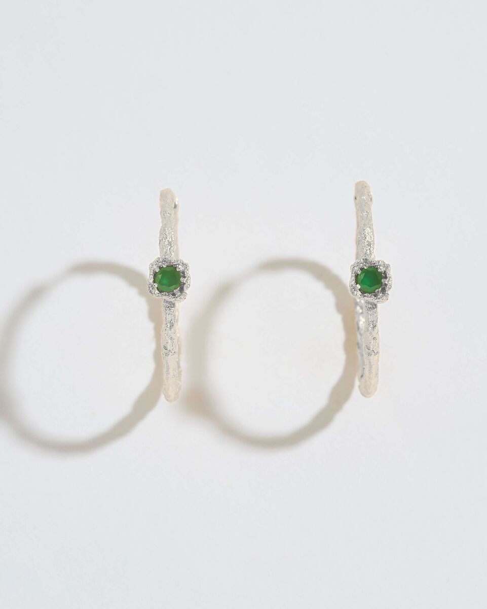 Rami di lichene calcedonio argento grandi cerchi