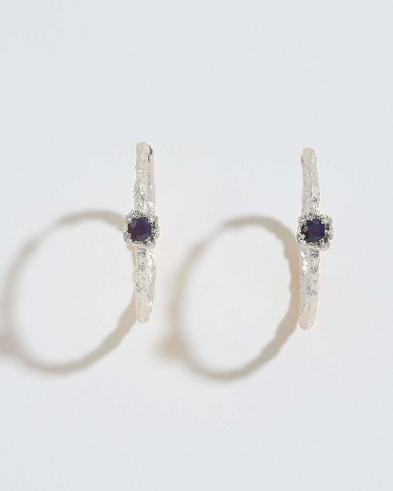 Lapislazzuli Lichene Ramo Argento Grandi Cerchi