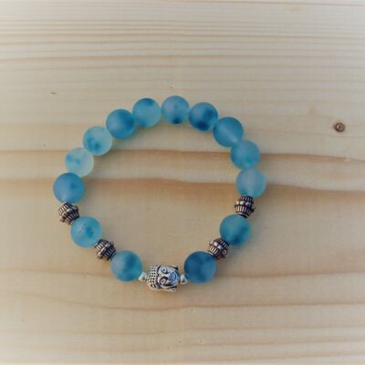 Gemstone bracelet made of blue-light blue agate