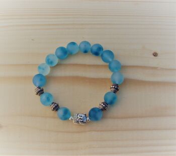 Bracelet de pierres précieuses en agate bleu-bleu clair