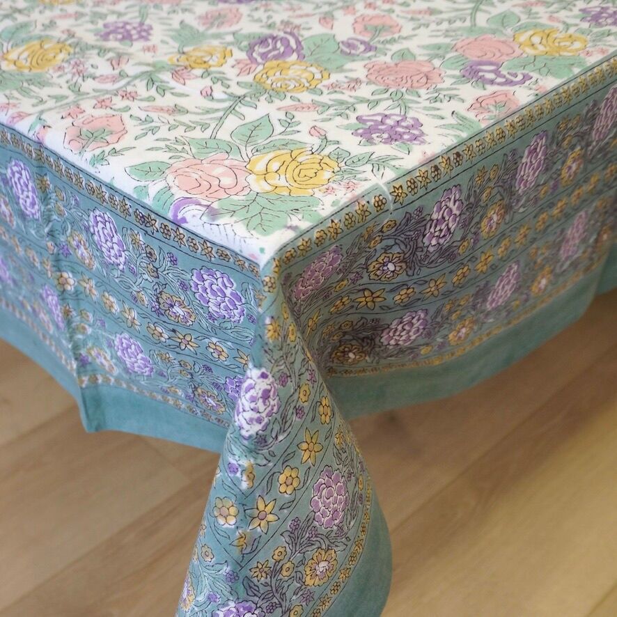 "Val" printed cotton rectangular tablecloth