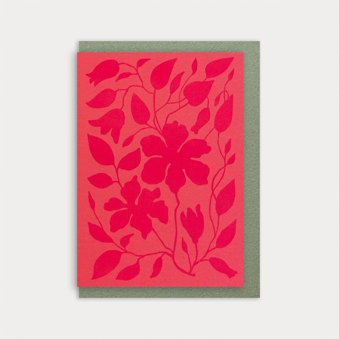 Neon Klappkarte / Blütenwerk / Pink / Premium Gmund Papier