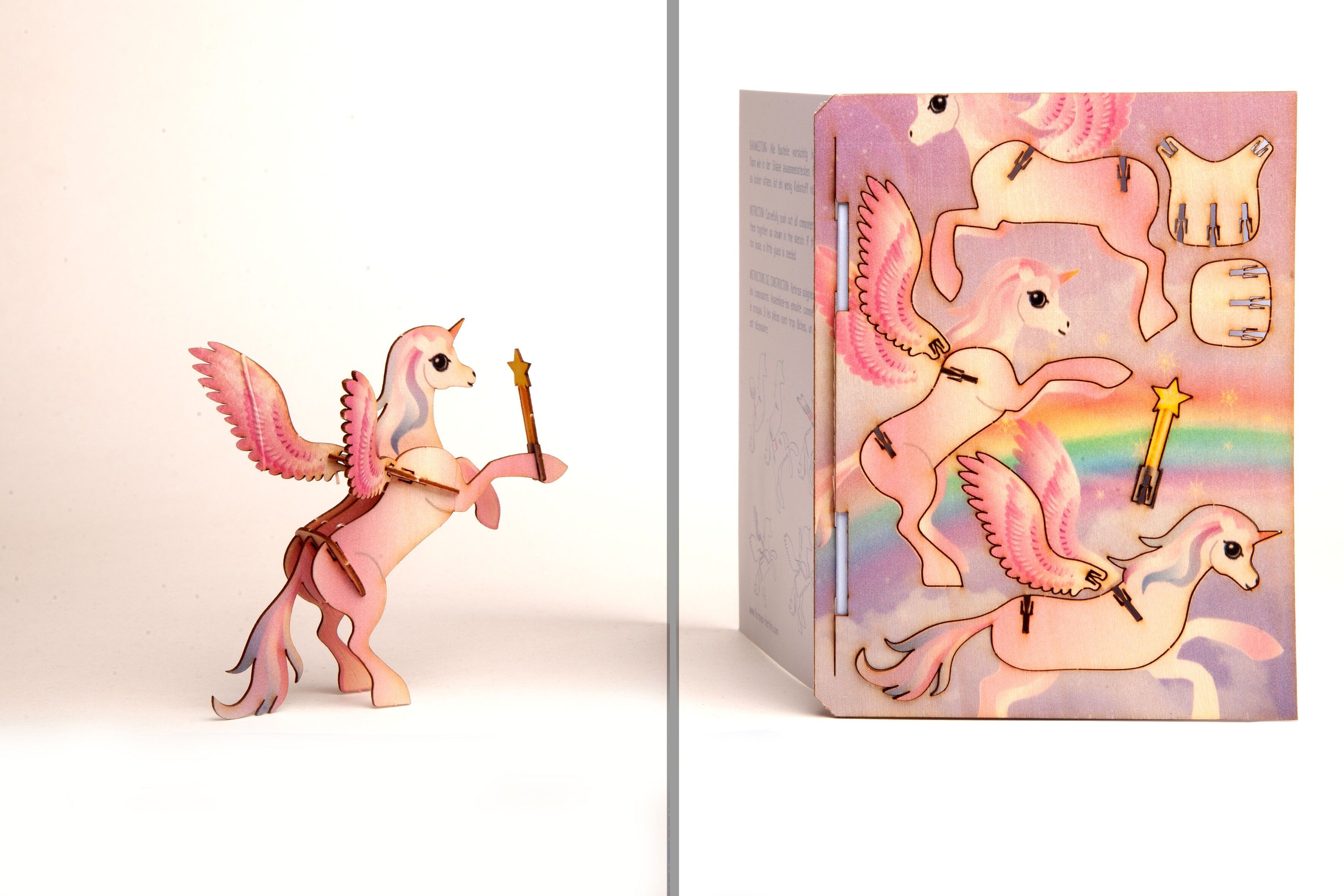 Unicorno - Biglietto d'auguri puzzle 3D in legno