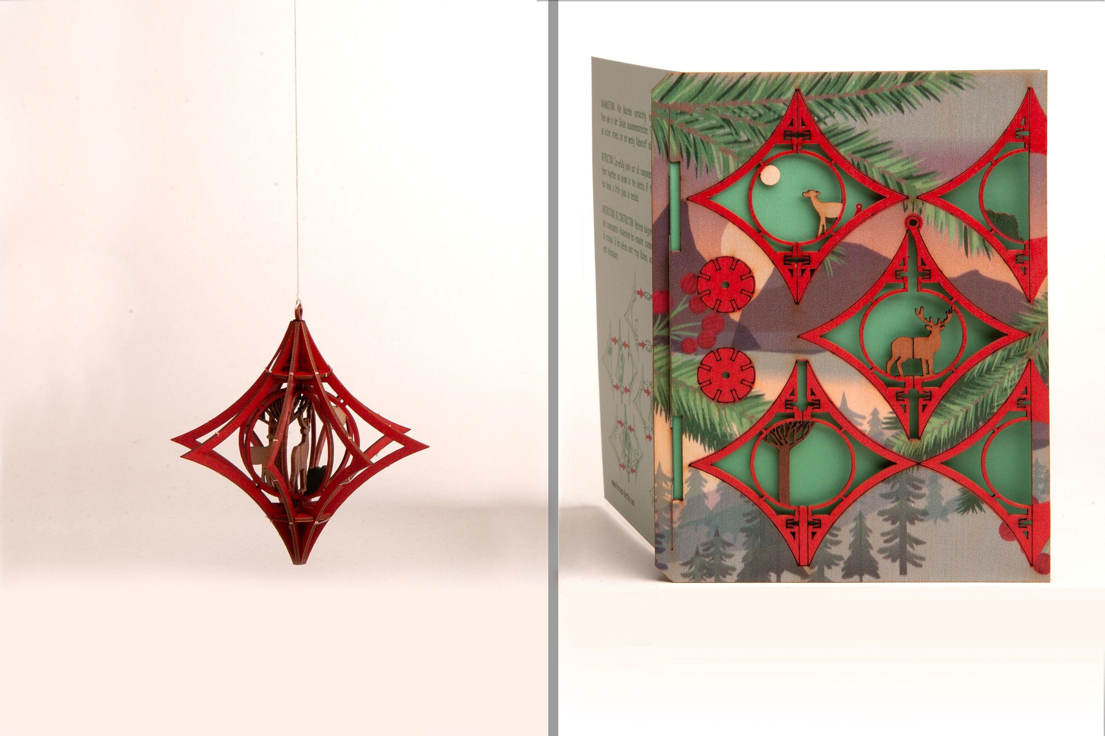 Decorazione per albero di Natale con renne – biglietto di auguri decorativo 3D