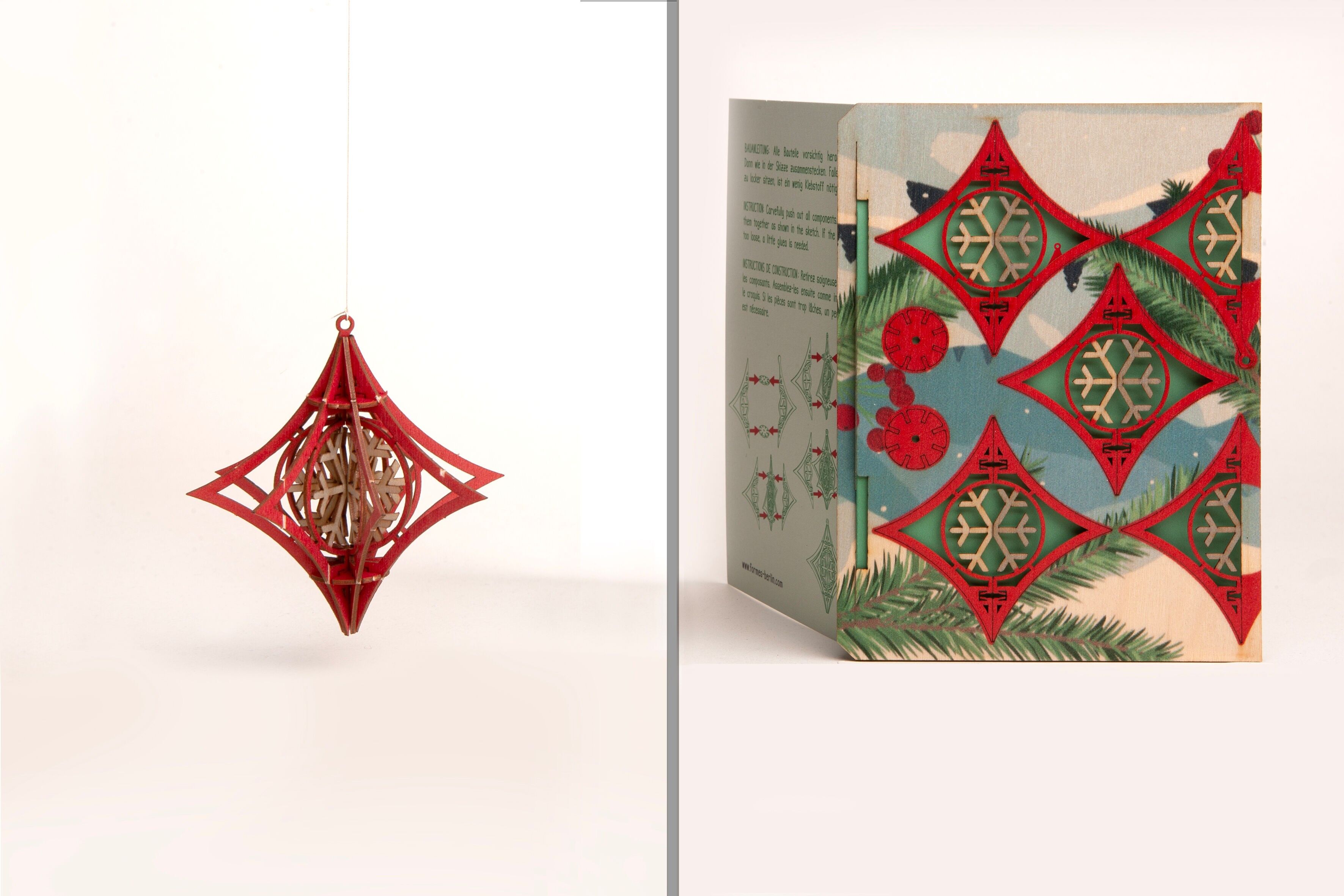 Decorazione per albero di Natale con fiocco di neve – biglietto di auguri puzzle 3D