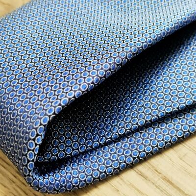 CYCLOPE - CORBATA DE SEDA AZUL CON PATRÓN DE BOLAS