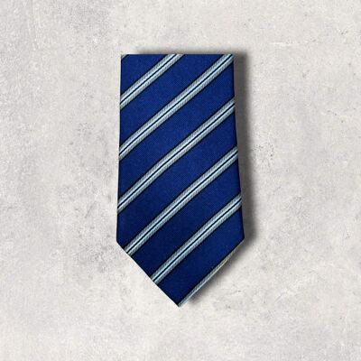 Héracles - cravate en soie bleu et blanche à motif club