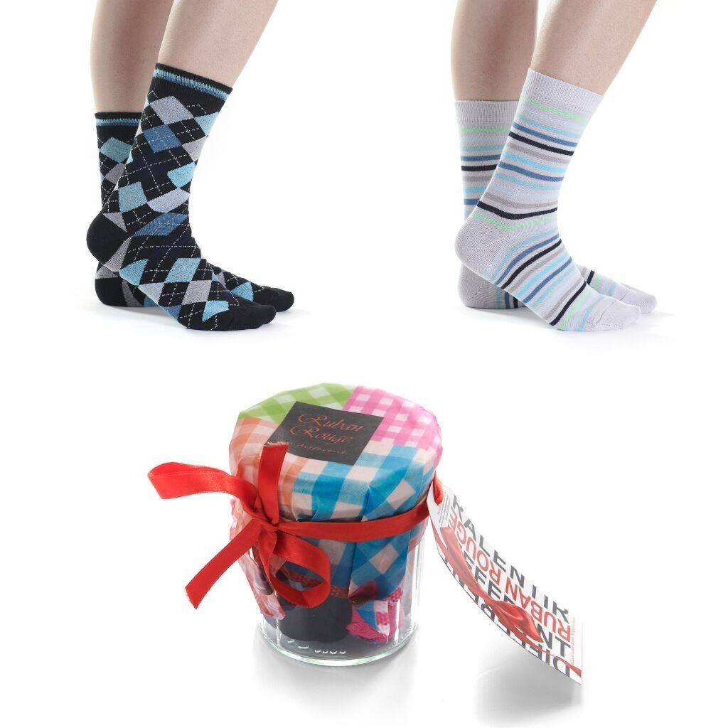 Chaussette en souvenir - 36/41 - 2 paires dans un pot de confiture