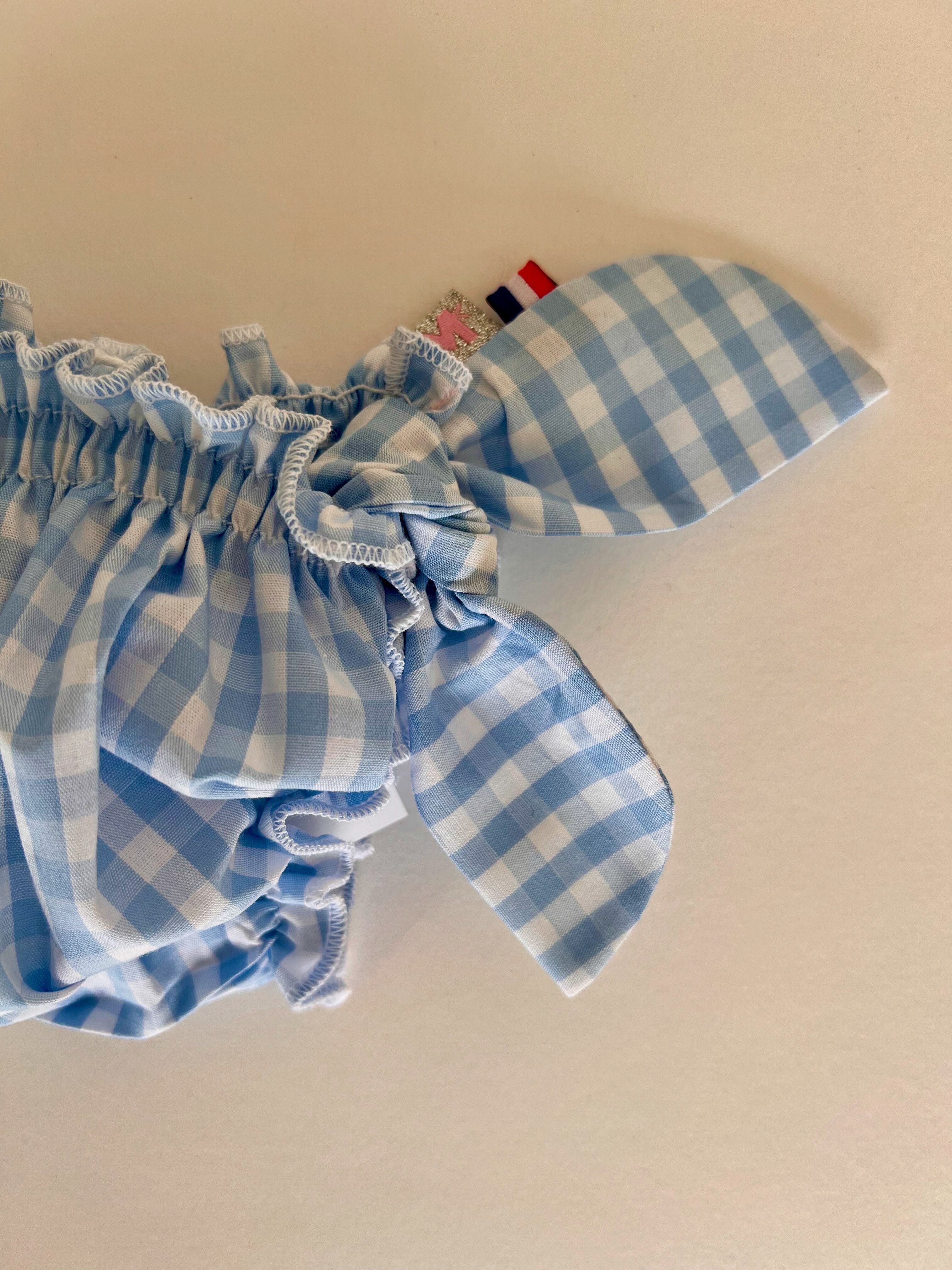 Costume da bagno a quadretti azzurri per bambine