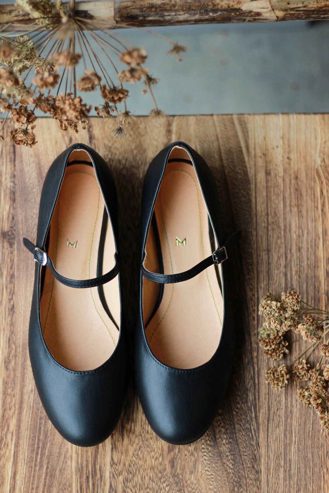 Ballerine in pelle da donna - Mary-Jane - Nero 34-42