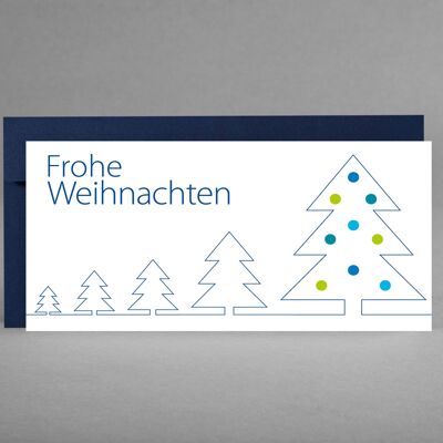 WINTERLICH: Weihnachtskarte "Weihnachtsbäume" blaue Silhouette inkl. Kuvert