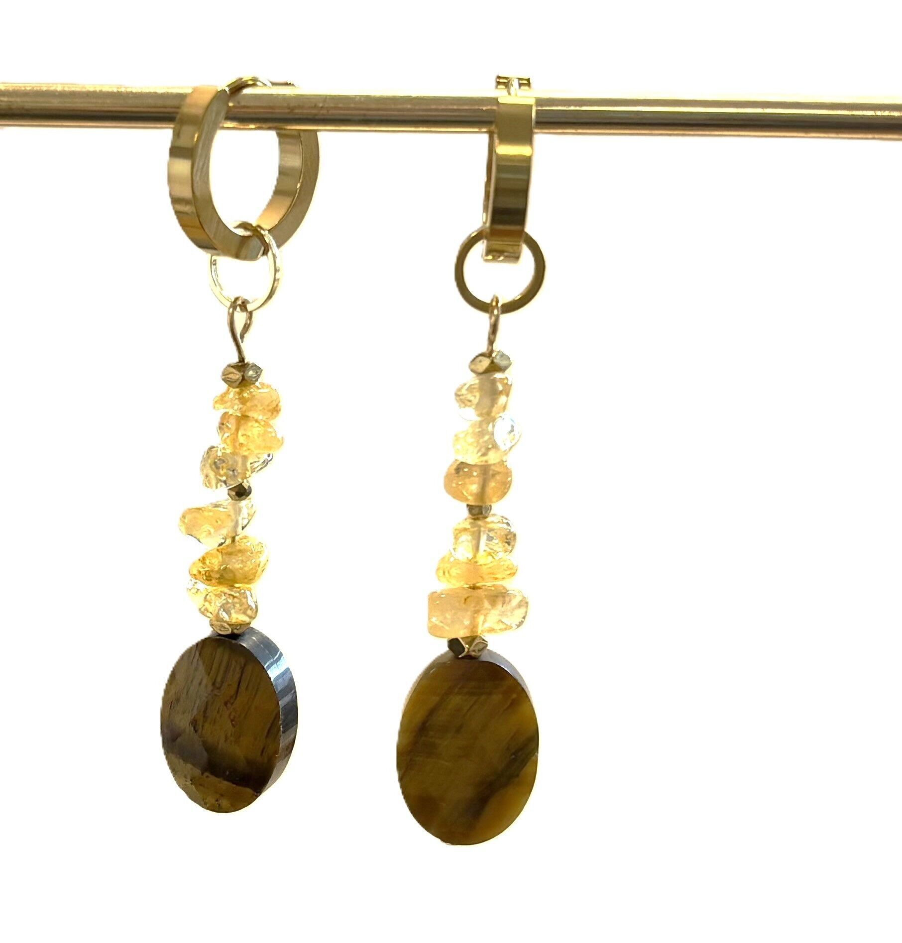 Orecchini citrino/occhio di tigre