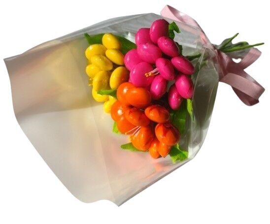 Mini ramo de 3 peonías en grageas de chocolate