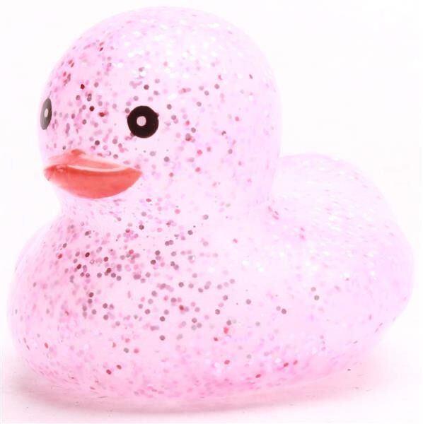 Mini paperella di gomma glitterata - rosa - paperella di gomma