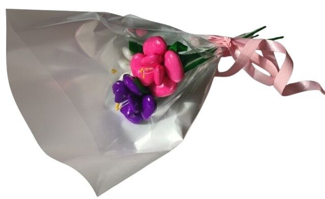 Mini ramo de 3 rosas en grageas de chocolate