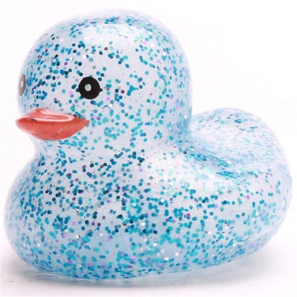 Mini paperella di gomma glitterata - blu - paperella di gomma