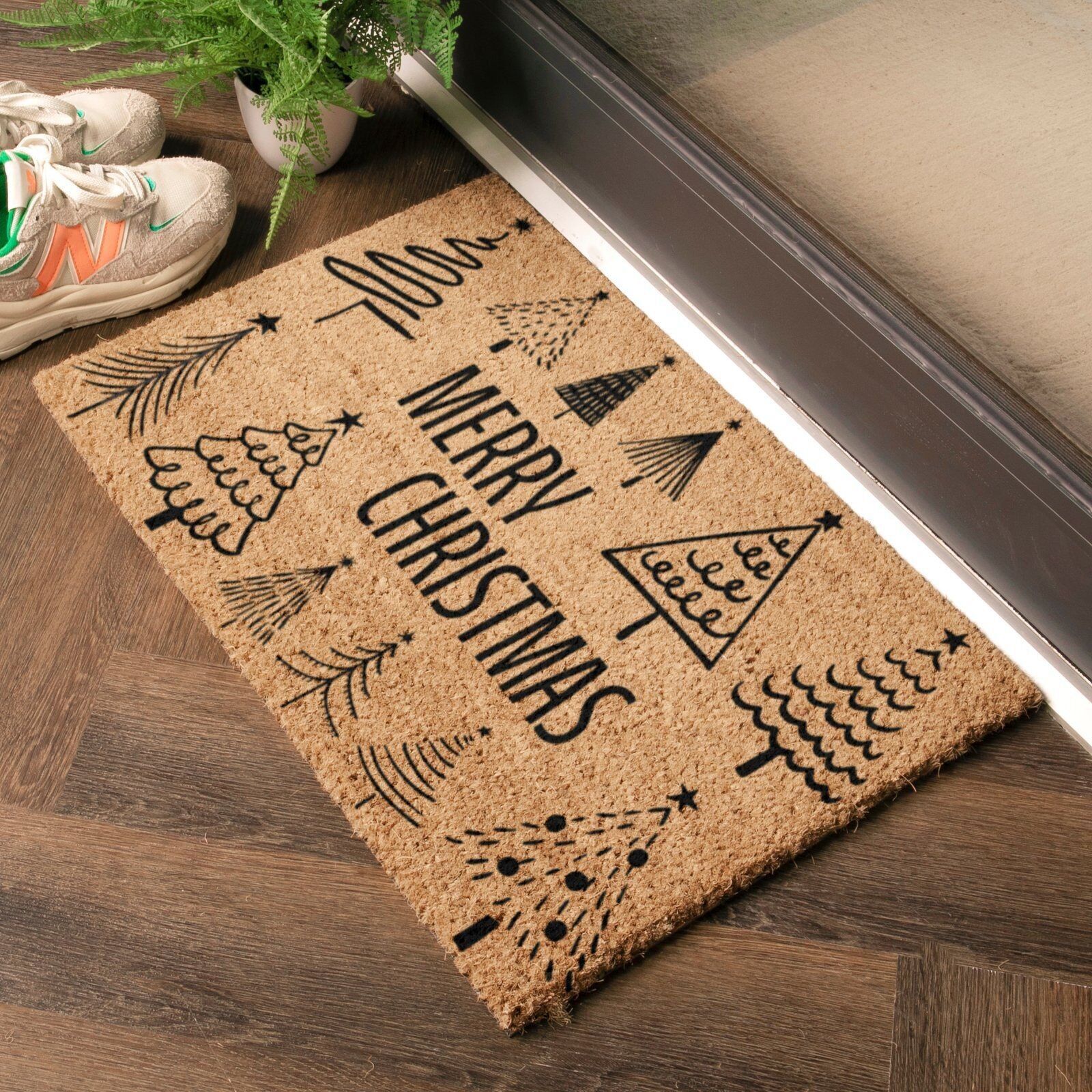 Kokos-Fußmatte mit Weihnachtsbaummuster (60 x 40 cm)