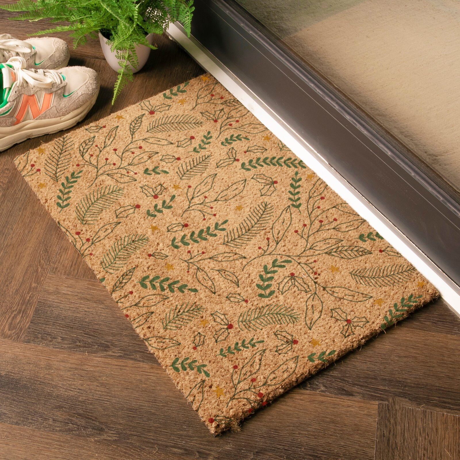 Fußmatte aus Kokosfaser mit farbigem Winterlaub (60 x 40 cm)