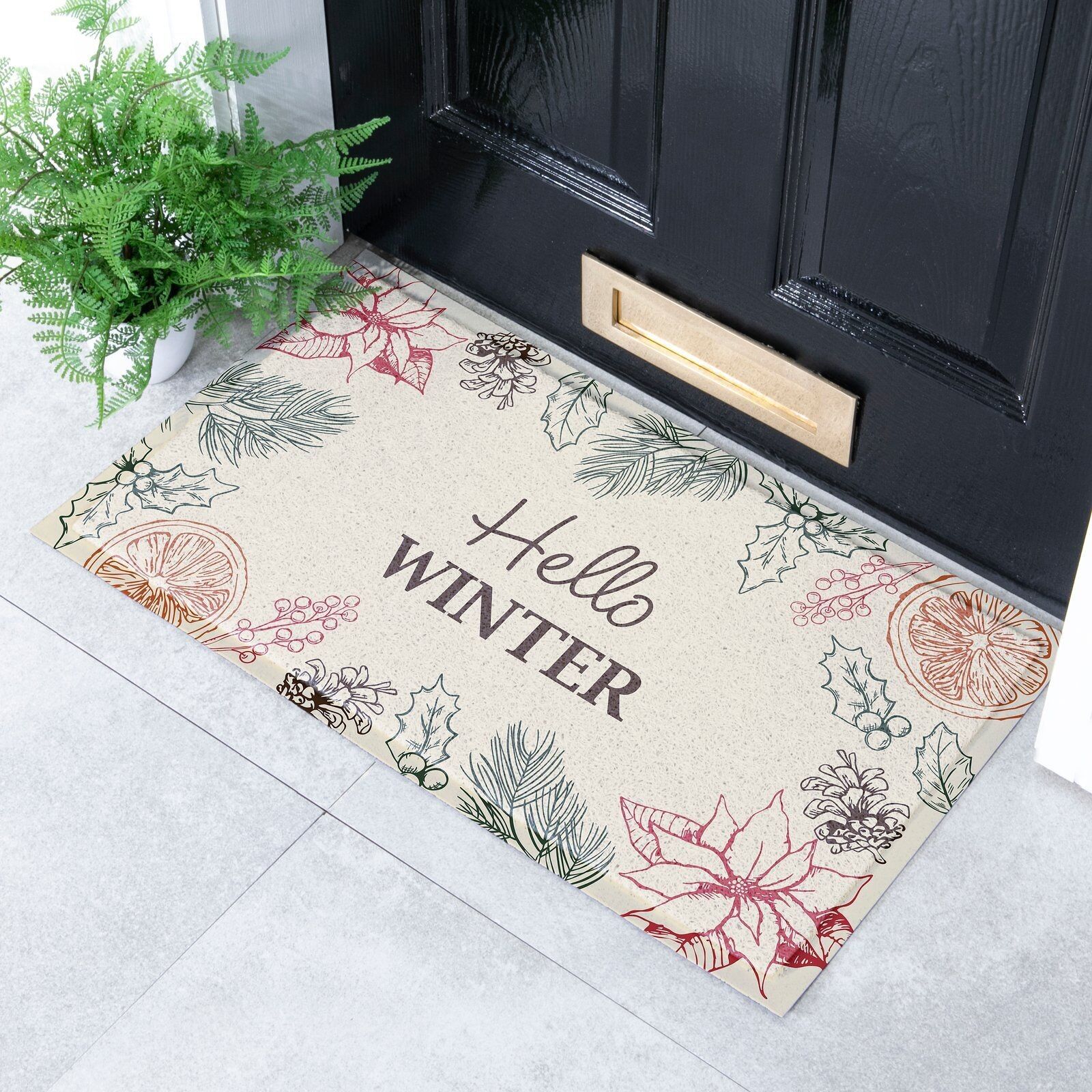 Fußmatte „Hello Winter“ für drinnen und draußen (70 x 40 cm)