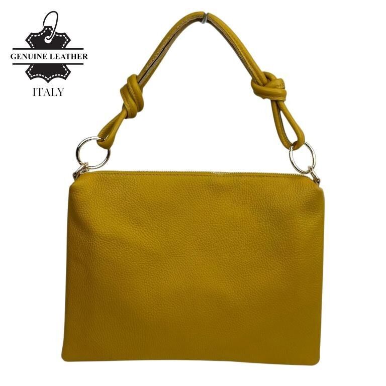 Borsa a mano da donna in pelle italiana con cerniera
