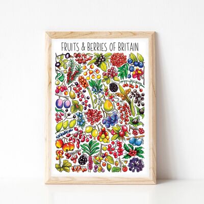 Fruits & Berries of Britain Art Print – Druck im A4-Format