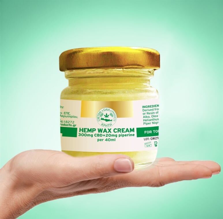 Crema di cera di canapa Cretan Gaia – 300 mg di CBD, 20 mg di piperina, 40 ml