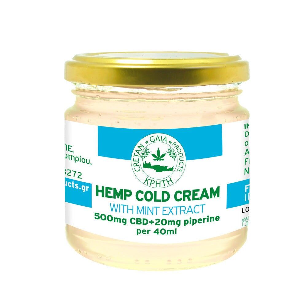 Crema fredda alla canapa Cretan Gaia – 500 mg di CBD, 20 mg di piperina ed estratto di menta, 40 ml