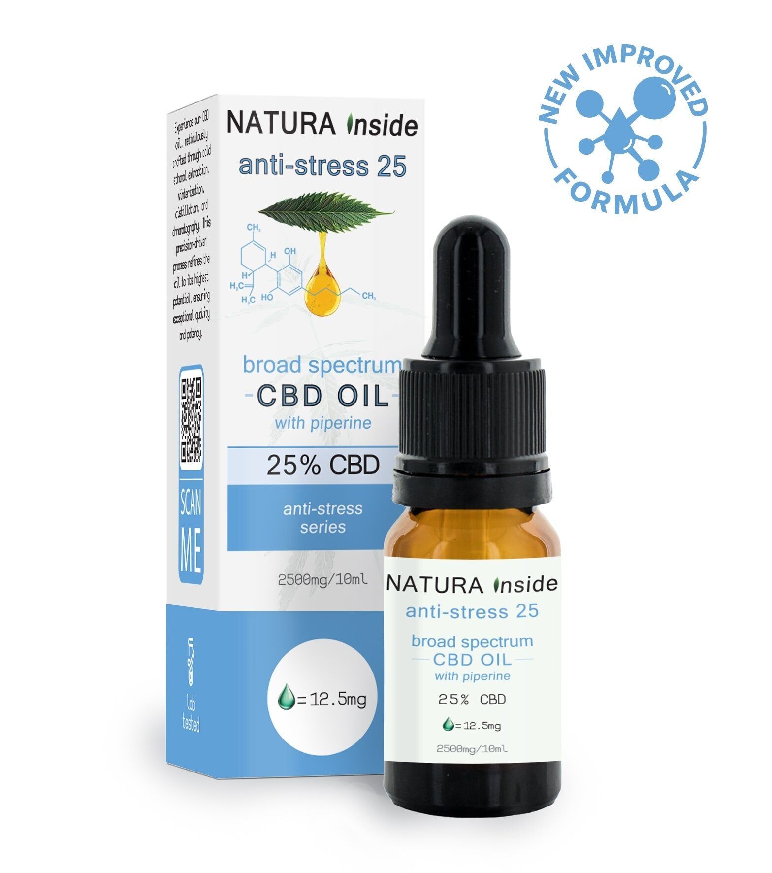 Olio di cannabis a spettro completo Natura Inside – 25% CBD con piperina, serie Ydor, 10 ml