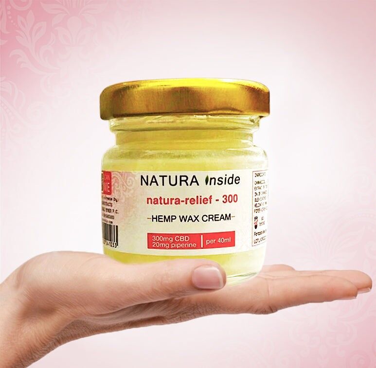 Crema de cera de cáñamo Natura Inside: 300 mg de CBD, 20 mg de piperina, 40 ml