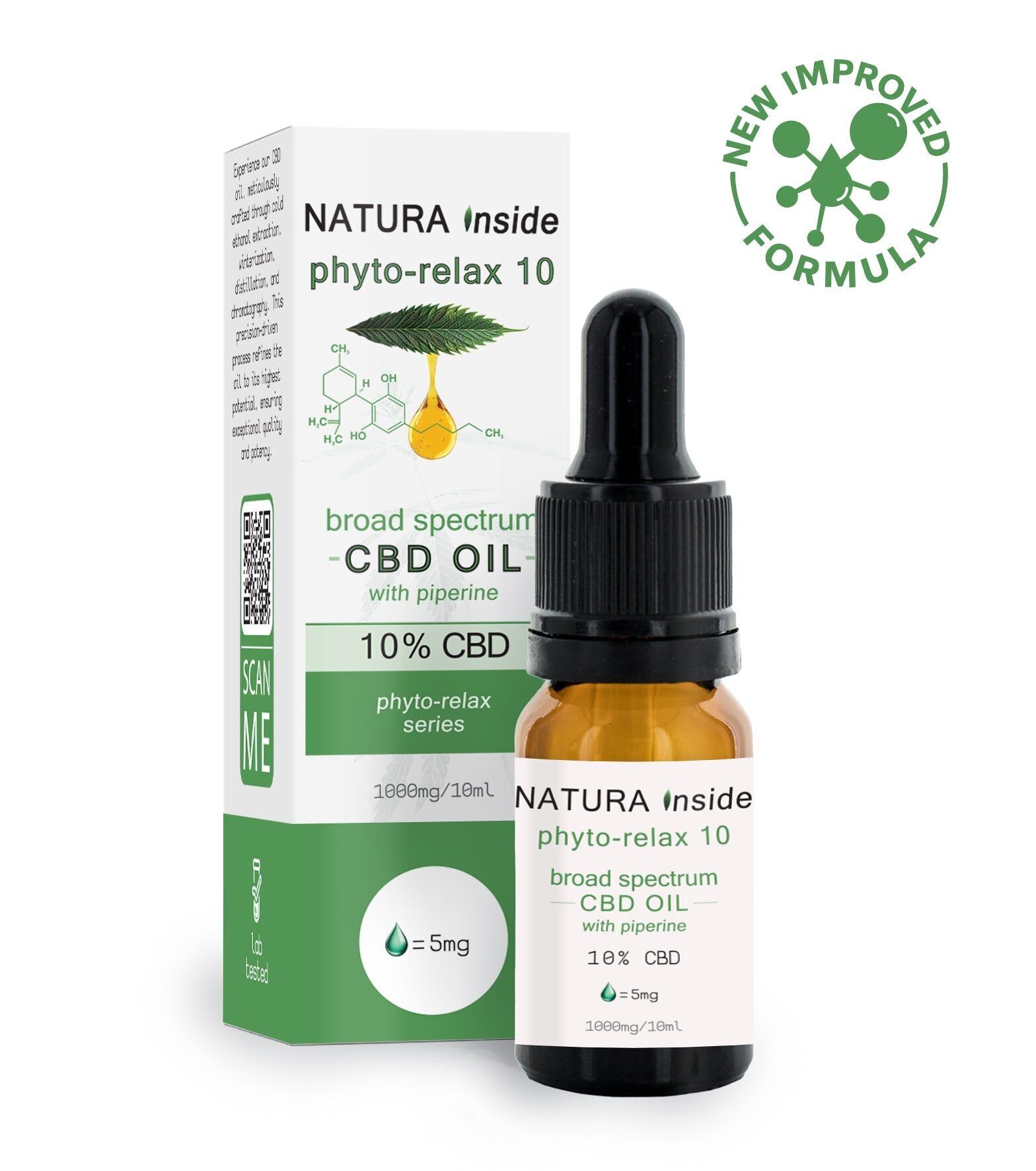 Natura Inside Full Spectrum Cannabis Oil – 10% CBD with Piperine, Gaia Series, 10ml