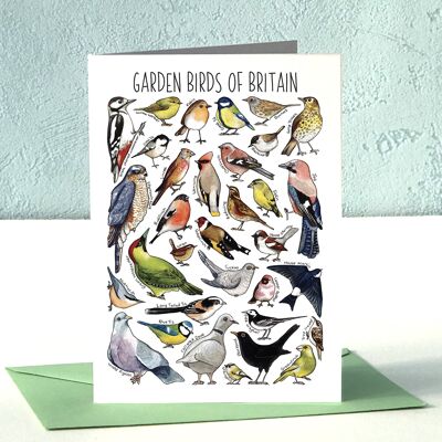 Garden Birds of Britain Art Tarjeta de felicitación en blanco