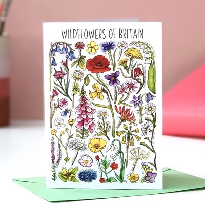 Biglietto d'auguri vuoto con fiori selvatici della Gran Bretagna