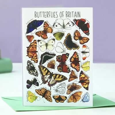 Mariposas de Gran Bretaña Tarjeta de felicitación en blanco del arte