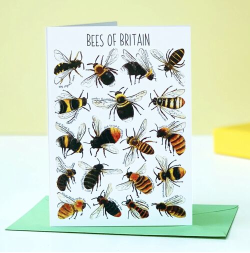 Bees of Britain Art Blank Greeting Card