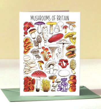 Champignons de Grande-Bretagne Art Carte de voeux vierge 1