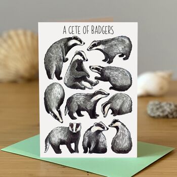 A Cete of Badgers Art Carte de voeux vierge 1