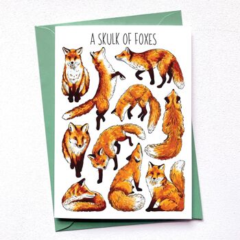 Une carte de voeux vierge Art Skulk of Foxes 2