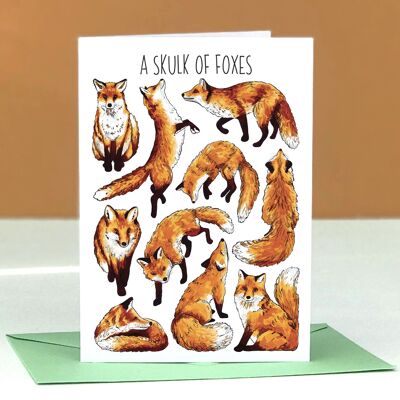 Une carte de voeux vierge Art Skulk of Foxes