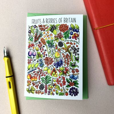 Fruits & Berries of Britain Art Tarjetas de felicitación en blanco