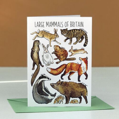 Large Mammals of Britain Art Blank Greeting Card
