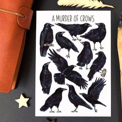 A Murder of Crows Art Blank Postcard