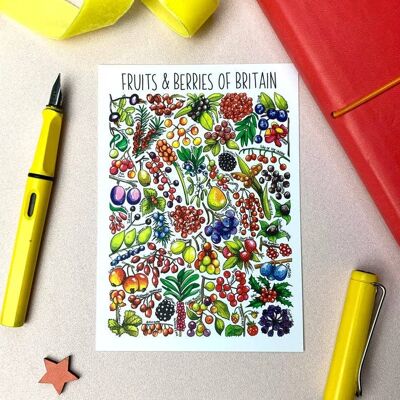 Fruits & Berries of Britain Art Blank Postcard