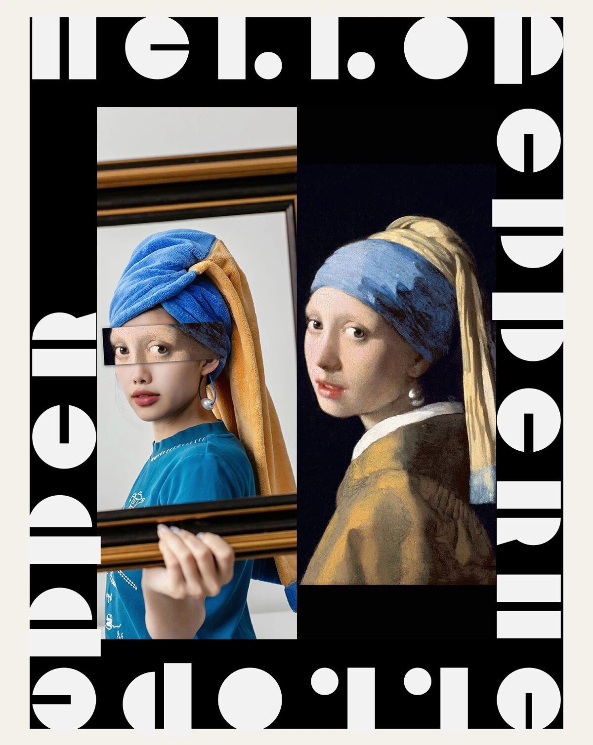 Toalla de secado rápido Hello Pepper – «La joven de la perla» (100 x 30 cm, forro polar coral suave)