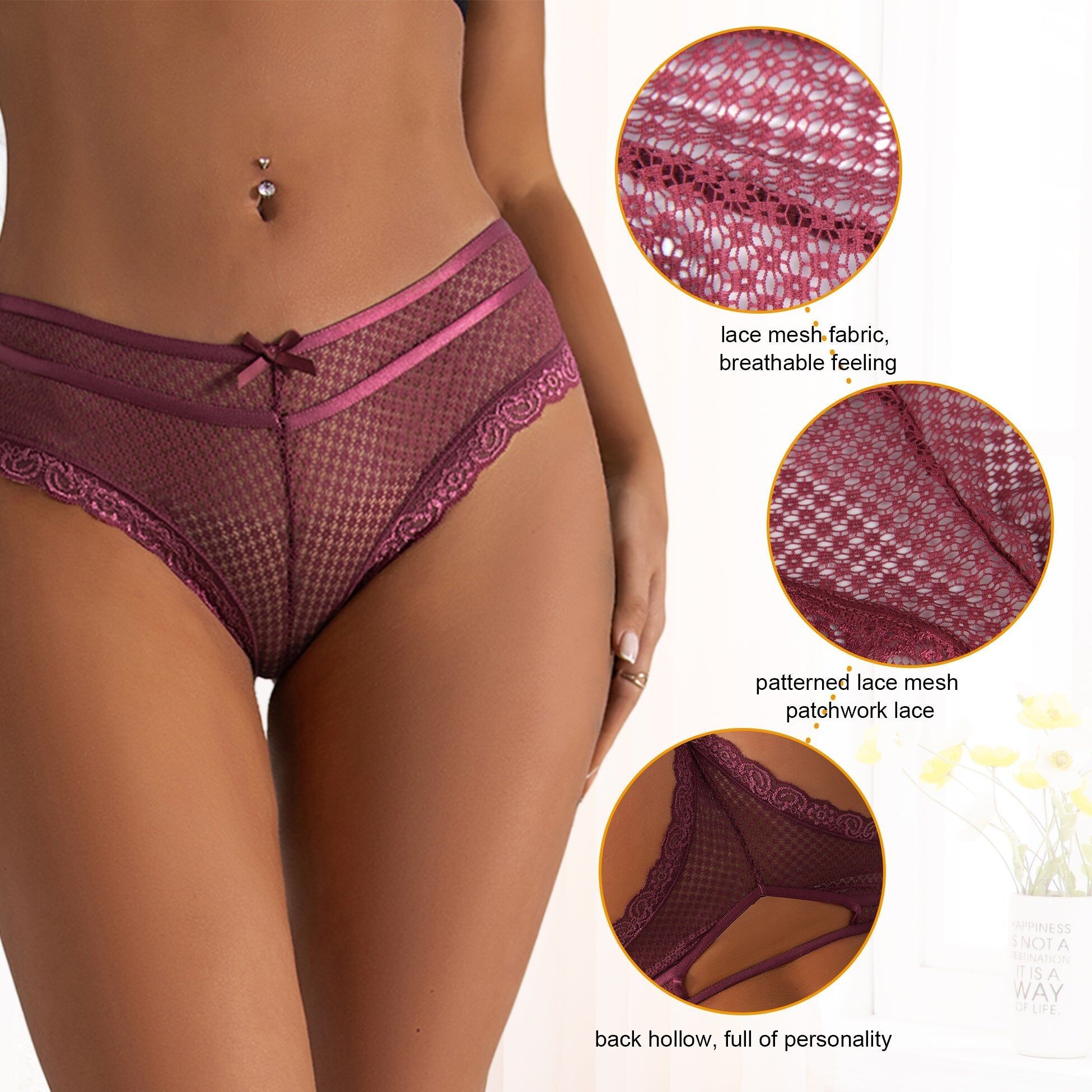 Dunkelrote Damenstrumpfhose aus Spitze