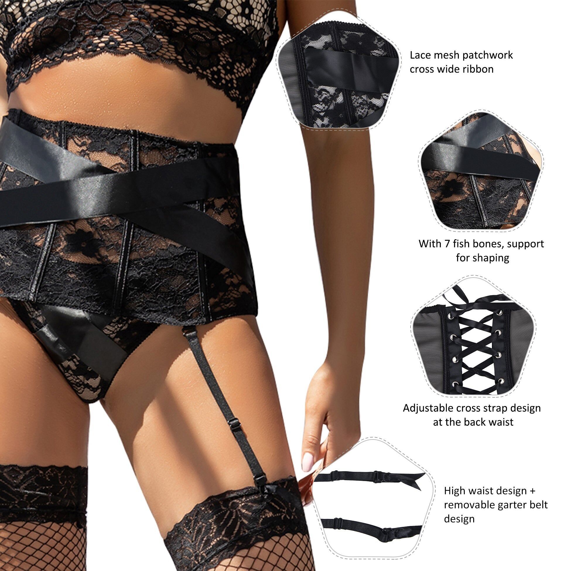 Conjunto de tirantes con encaje floral