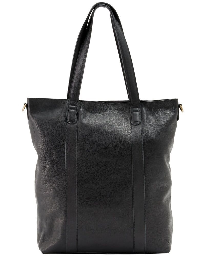 Borsa a mano, borsa a tracolla, in pelle nera, compatibile con dispositivi da 15", chiusura con cerniera