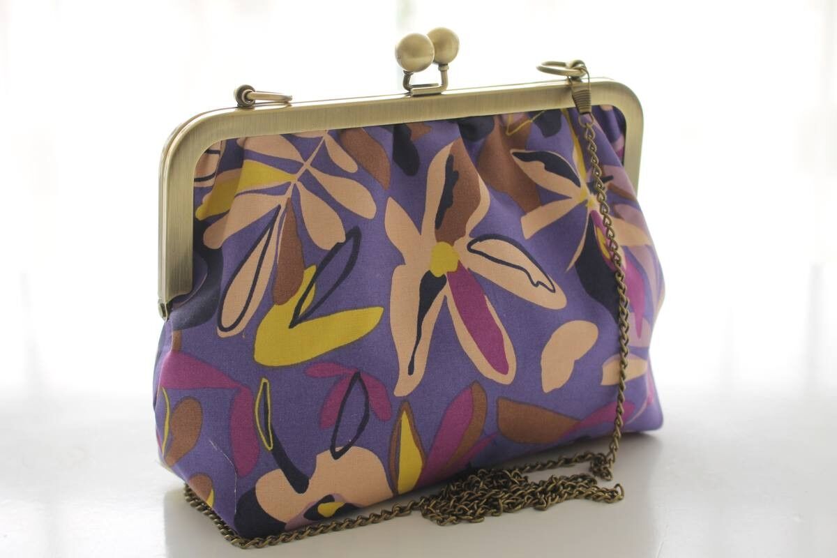 Emma Retro-Tasche in Lila und Gelb