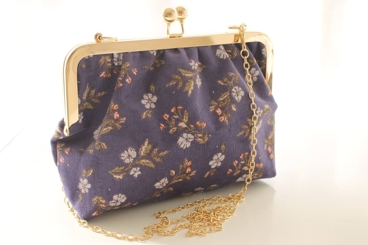 Emma Retro-Samttasche in Blau