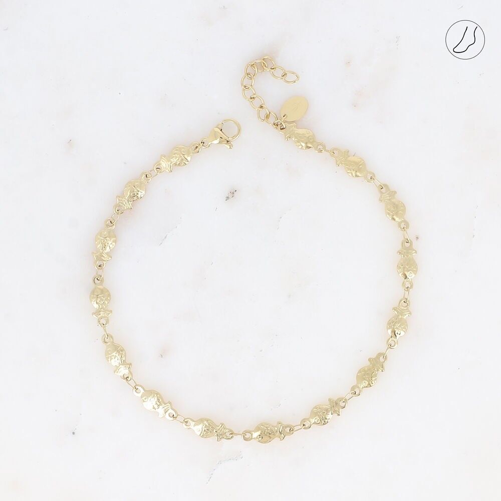 Tobillera - malla de pez pequeño en acero inoxidable